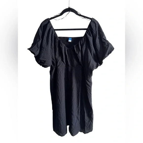 Old Navy Black Smocked Puff Sleeve Dress XXL - Picture 1 of 5